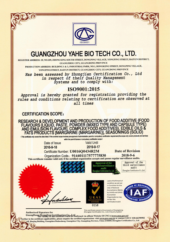 Updated YAHE ISO Certificates